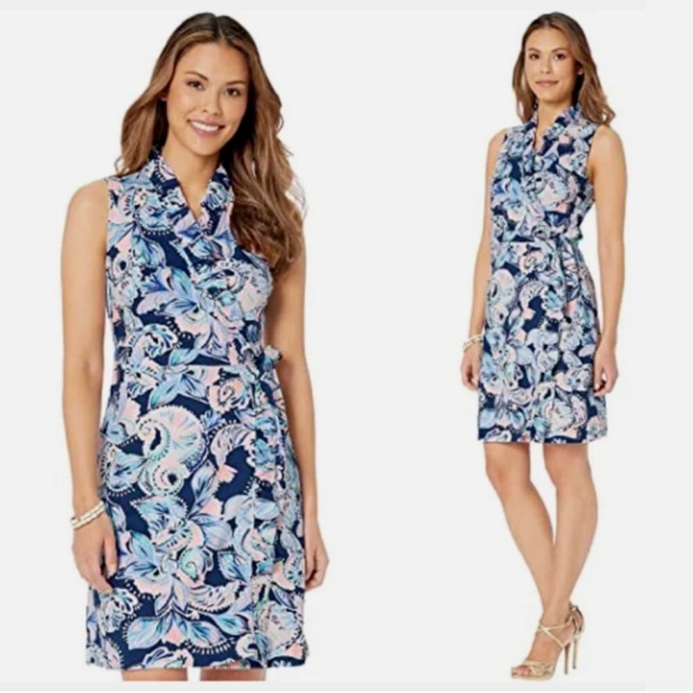 LILLY PULIZTER Romee Wrap Dress Holy Flockamolie size M